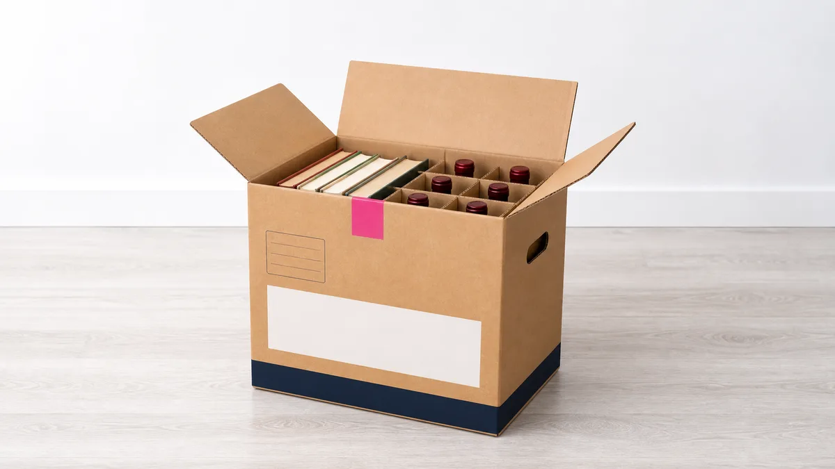 Book and wine moving carton for small heavy items