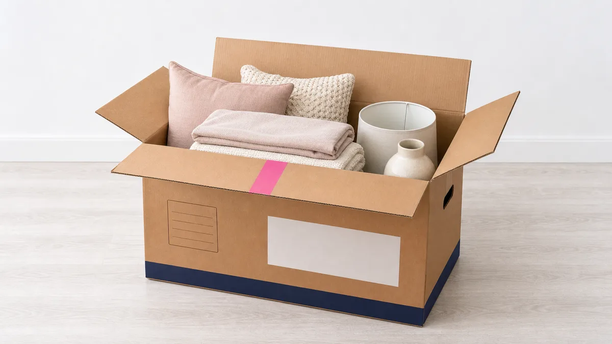 Tea chest moving carton for household items