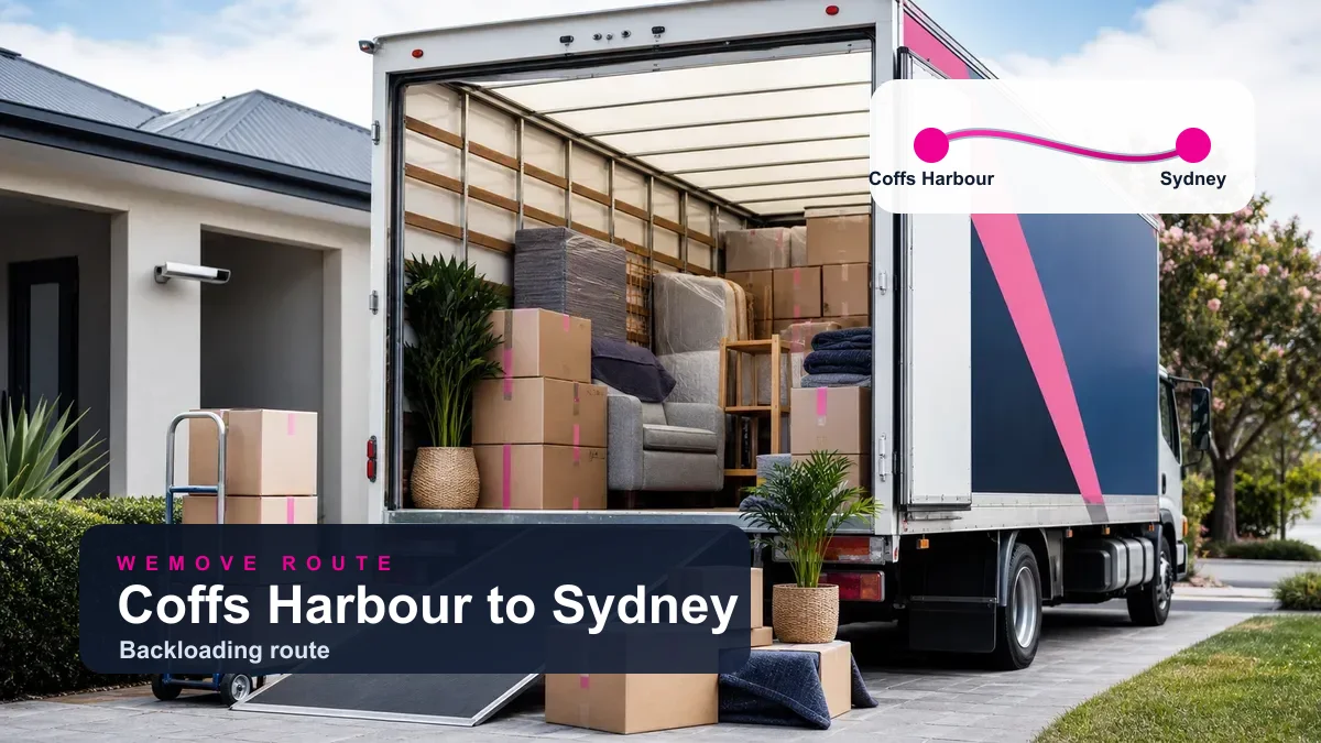 WeMove backloading removals from Coffs Harbour to Sydney with household moving truck